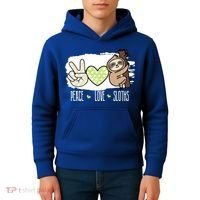Peace Love Sloths Tropical Sloth Lover Hippie Gift Kids Hoodie thumb 4