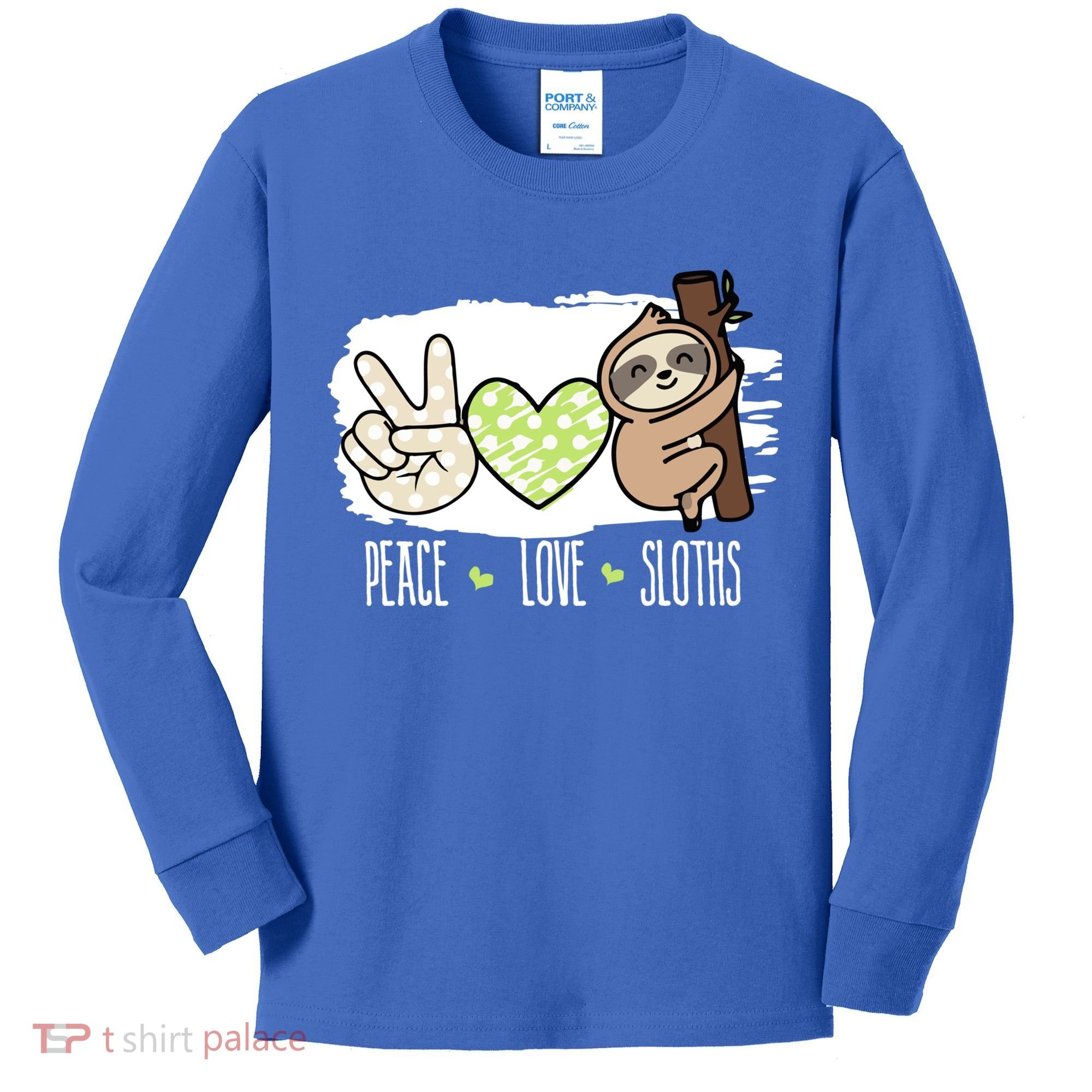Peace Love Sloths Tropical Sloth Lover Hippie Gift Kids Long Sleeve Shirt