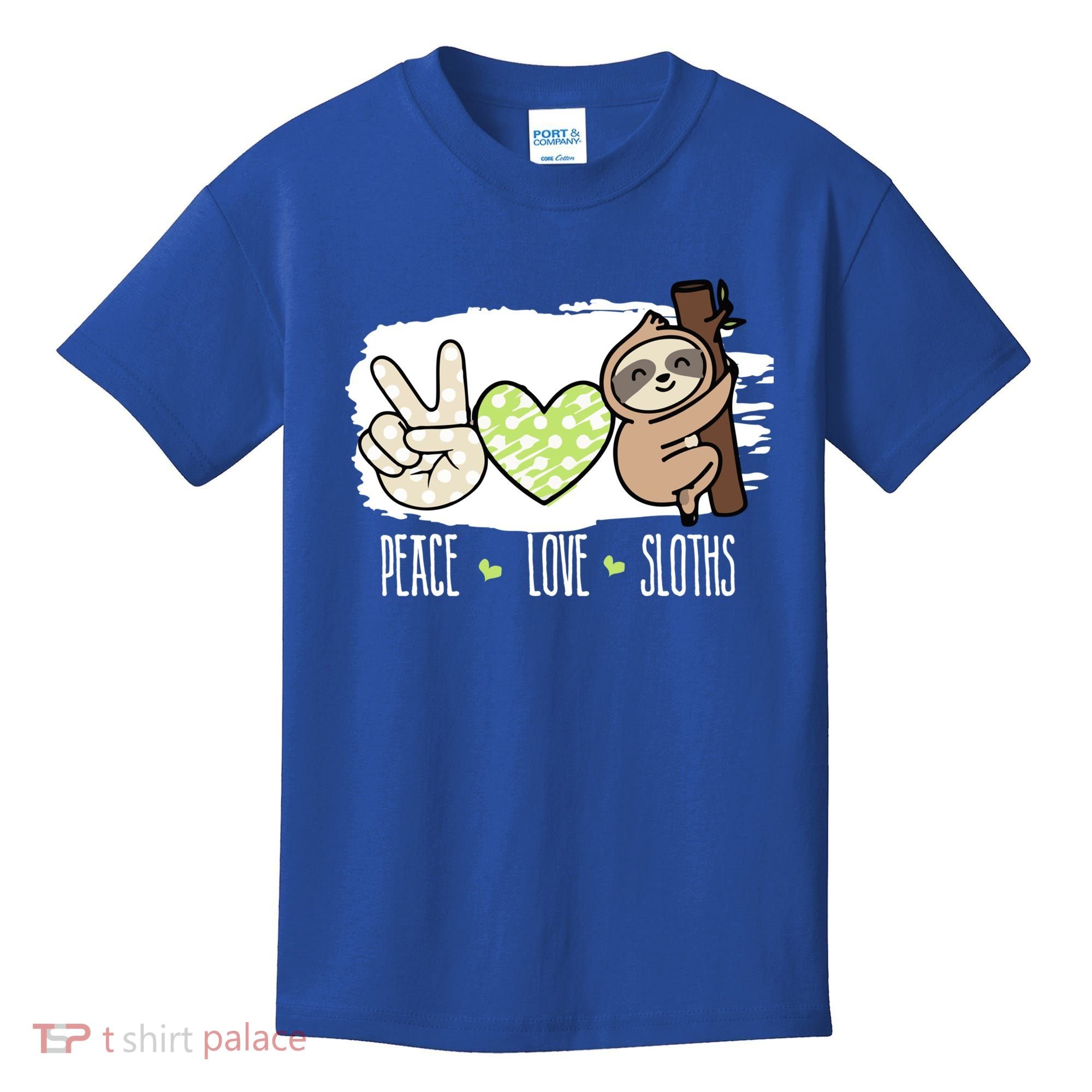 Peace Love Sloths Tropical Sloth Lover Hippie Gift Kids T-Shirt