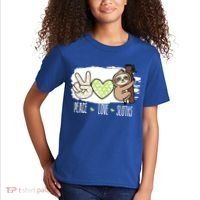 Peace Love Sloths Tropical Sloth Lover Hippie Gift Kids T-Shirt thumb 2