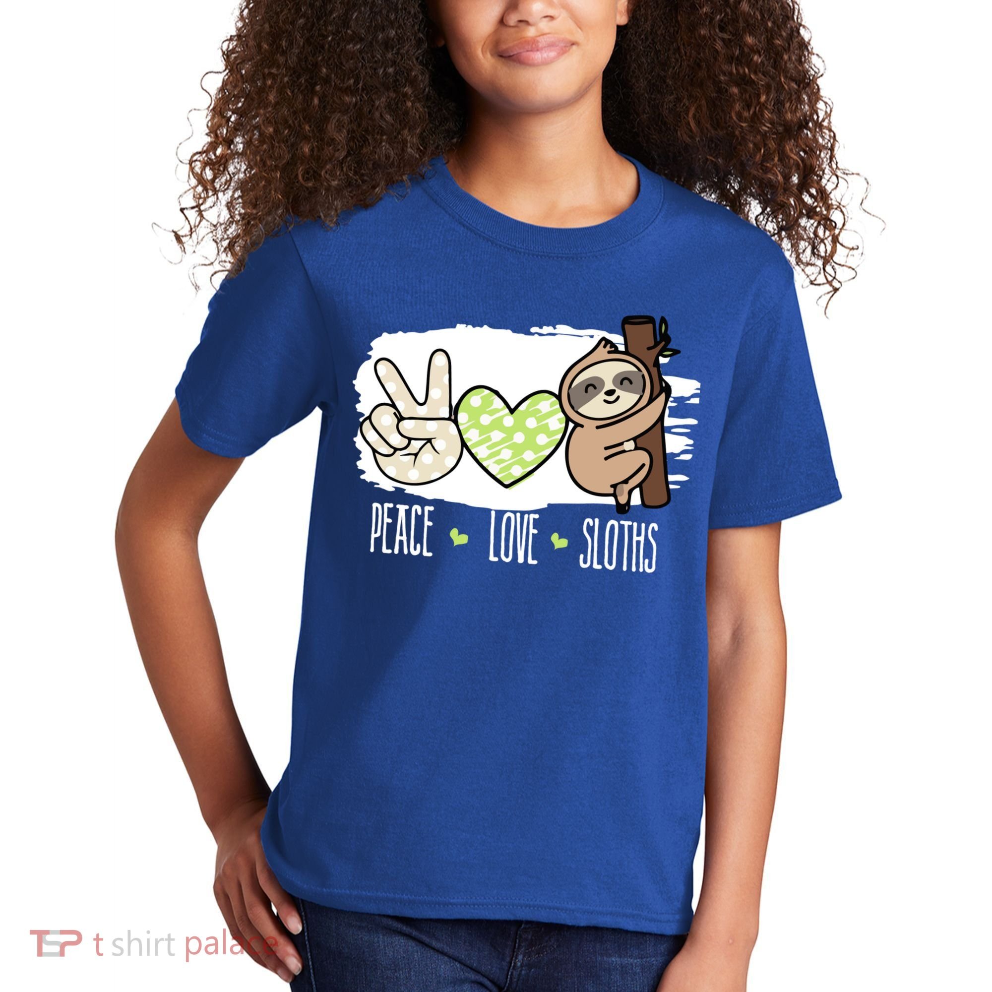 Peace Love Sloths Tropical Sloth Lover Hippie Gift Kids T-Shirt