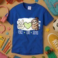 Peace Love Sloths Tropical Sloth Lover Hippie Gift Kids T-Shirt thumb 3