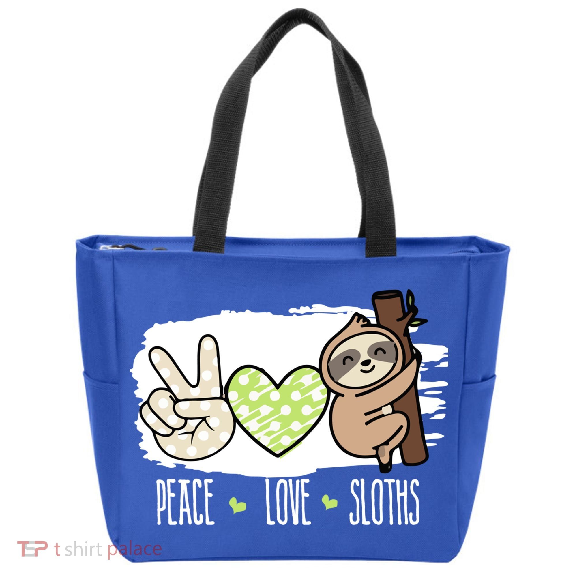 Peace Love Sloths Tropical Sloth Lover Hippie Gift Tote Bag