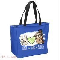 Peace Love Sloths Tropical Sloth Lover Hippie Gift Tote Bag thumb 2