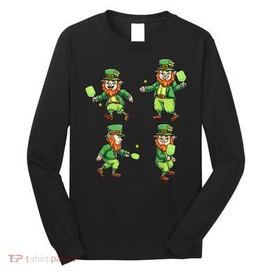 Pickleball Leprechauns St Patrick's Day Pickleball Player Long Sleeve Shirt