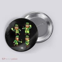 Pickleball Leprechauns St Patrick's Day Pickleball Player Button thumb 0