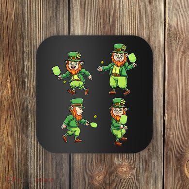 Pickleball Leprechauns St Patrick's Day Pickleball Player Coaster