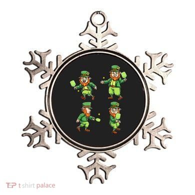Pickleball Leprechauns St Patrick's Day Pickleball Player Ornament