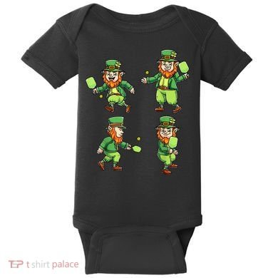 Pickleball Leprechauns St Patrick's Day Pickleball Player Baby Bodysuit