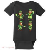 Pickleball Leprechauns St Patrick's Day Pickleball Player Baby Bodysuit thumb 0
