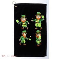 Pickleball Leprechauns St Patrick's Day Pickleball Player Golf Towel thumb 0