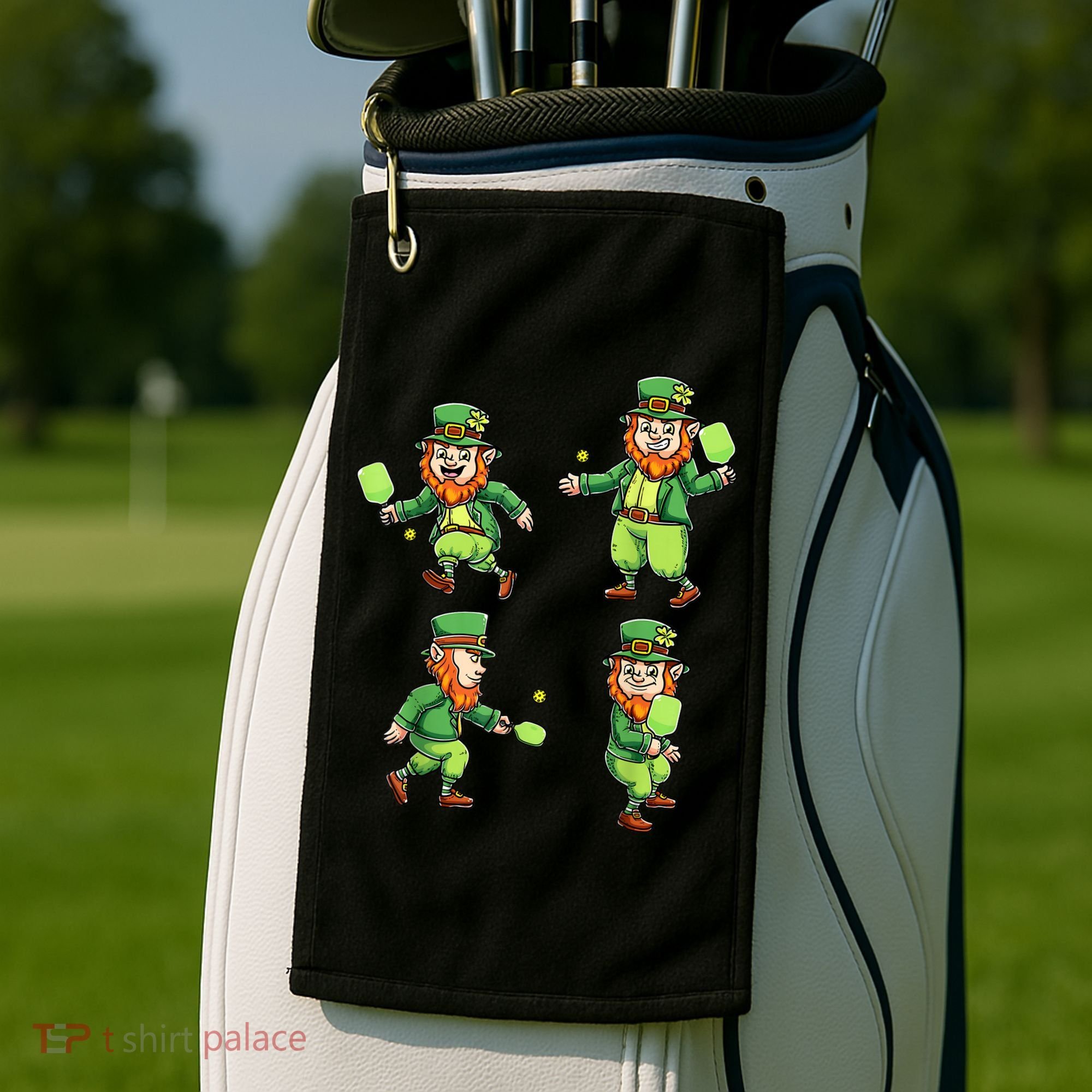 Pickleball Leprechauns St Patrick's Day Pickleball Player Golf Towel