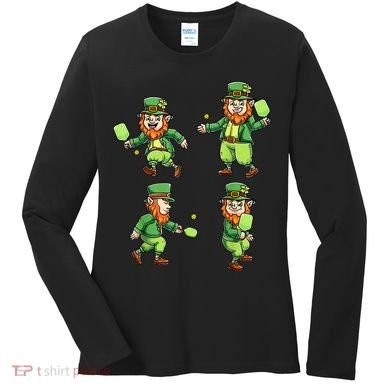 Pickleball Leprechauns St Patrick's Day Pickleball Player Women's Long Sleeve Shirt