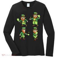 Pickleball Leprechauns St Patrick's Day Pickleball Player Women's Long Sleeve Shirt thumb 0