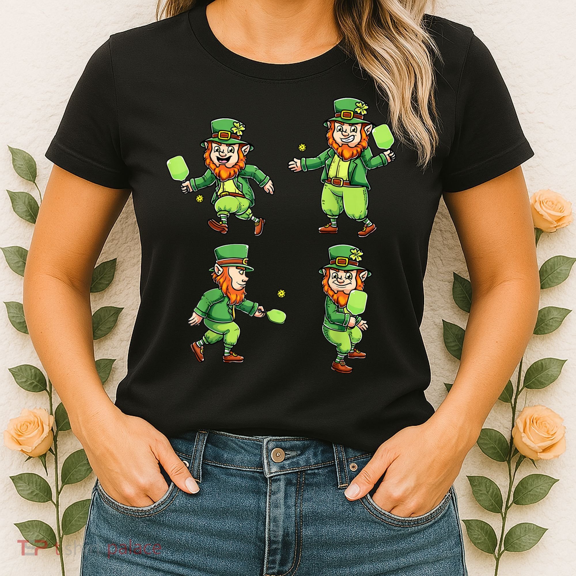 Pickleball Leprechauns St Patrick's Day Pickleball Player Women's T-Shirt