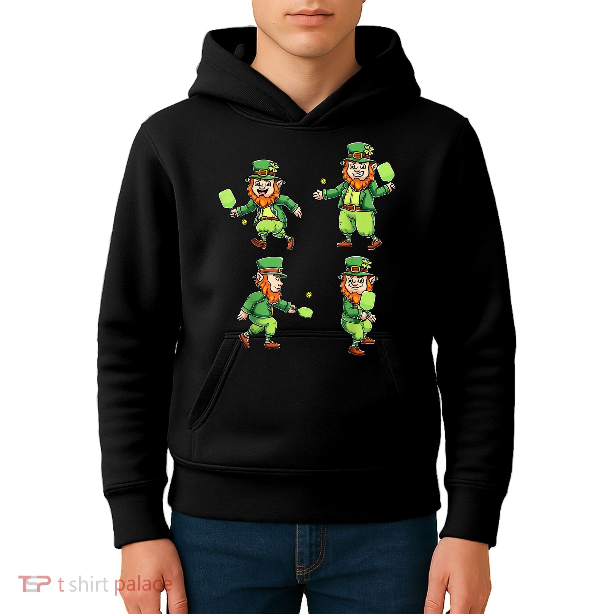 Pickleball Leprechauns St Patrick's Day Pickleball Player Kids Hoodie