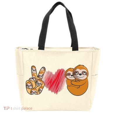 Peace Love Sloth funny Sloth Lover Tote Bag