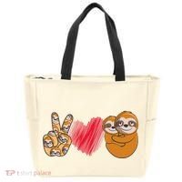 Peace Love Sloth funny Sloth Lover Tote Bag thumb 0
