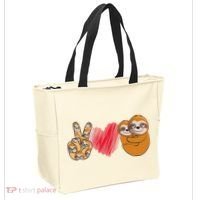 Peace Love Sloth funny Sloth Lover Tote Bag thumb 2