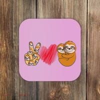 Peace Love Sloth funny Sloth Lover Coaster thumb 0