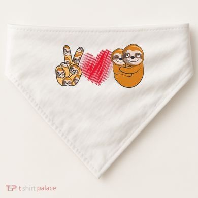 Peace Love Sloth funny Sloth Lover USA-Made Doggie Bandana