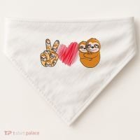 Peace Love Sloth funny Sloth Lover USA-Made Doggie Bandana thumb 0