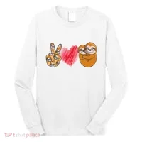 Peace Love Sloth funny Sloth Lover Long Sleeve Shirt thumb 0