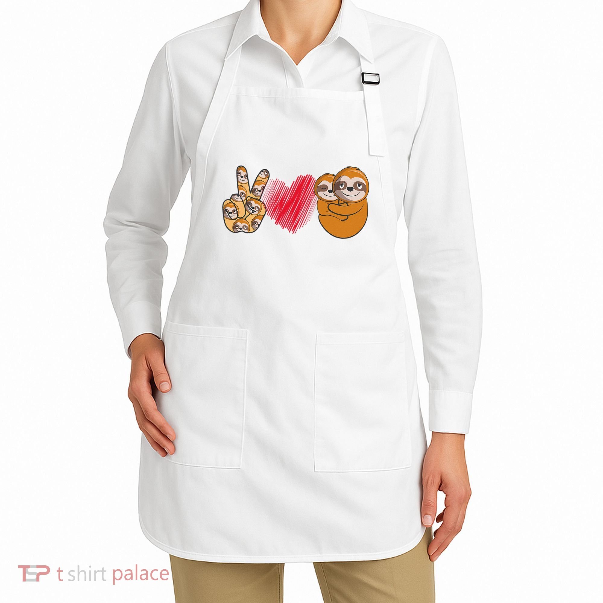 Peace Love Sloth funny Sloth Lover Apron