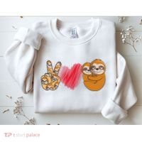Peace Love Sloth funny Sloth Lover Sweatshirt thumb 2
