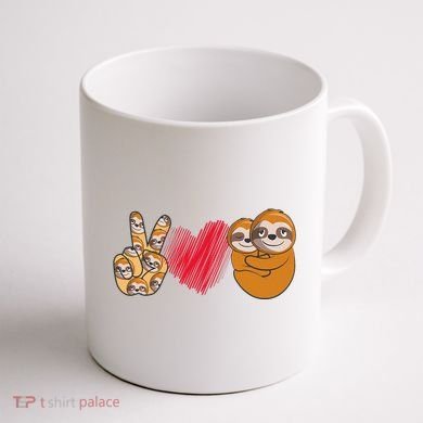 Peace Love Sloth funny Sloth Lover Coffee Mug back