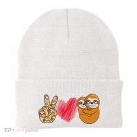 Peace Love Sloth funny Sloth Lover Beanie thumb 0