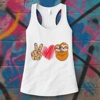 Peace Love Sloth funny Sloth Lover Women's Tank Top thumb 3