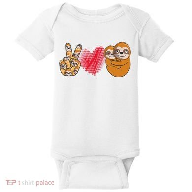 Peace Love Sloth funny Sloth Lover Baby Bodysuit
