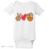 Peace Love Sloth funny Sloth Lover Baby Bodysuit thumb 0