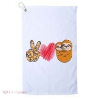 Peace Love Sloth funny Sloth Lover Golf Towel thumb 0