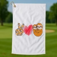 Peace Love Sloth funny Sloth Lover Golf Towel thumb 1