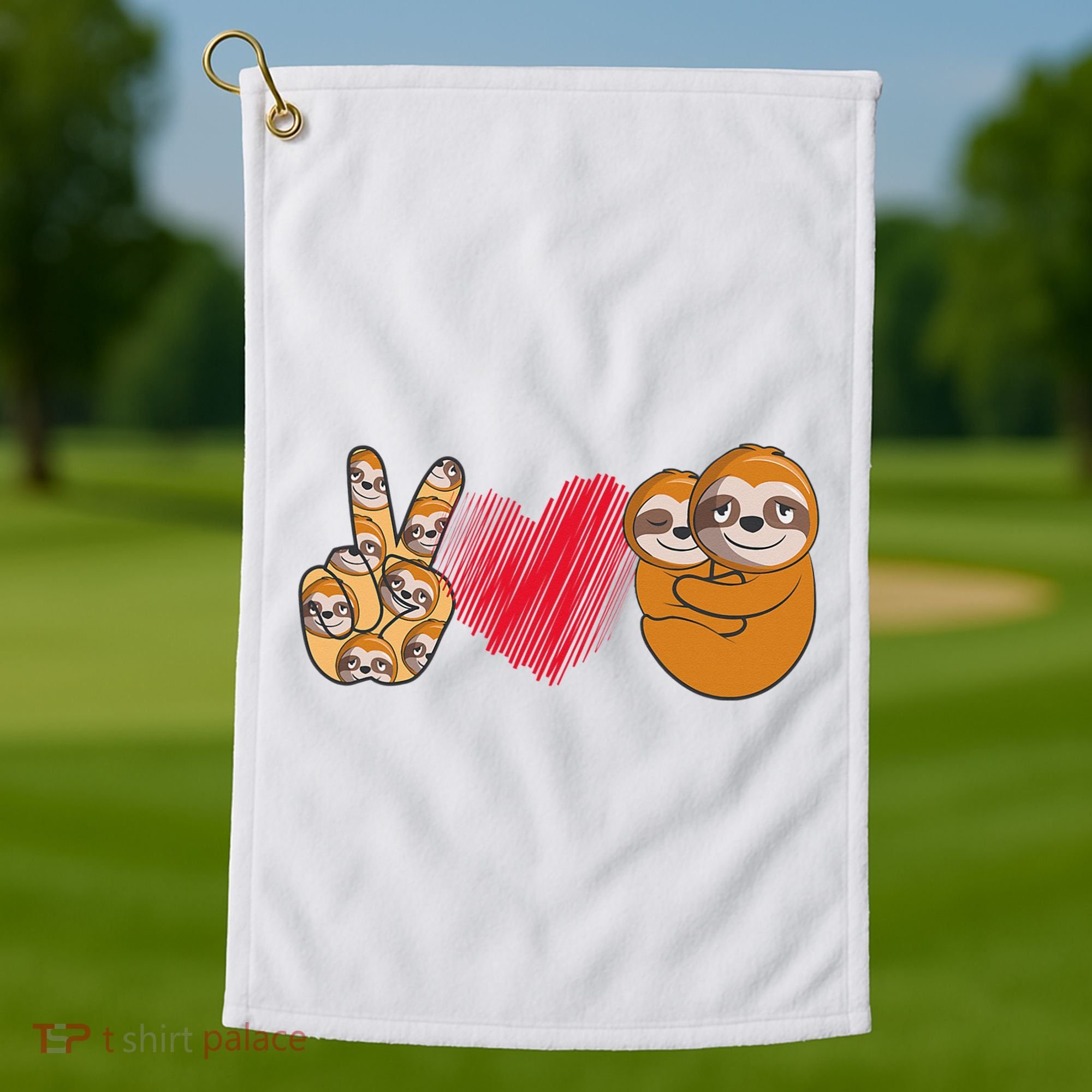 Peace Love Sloth funny Sloth Lover Golf Towel