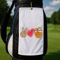 Peace Love Sloth funny Sloth Lover Golf Towel thumb 2
