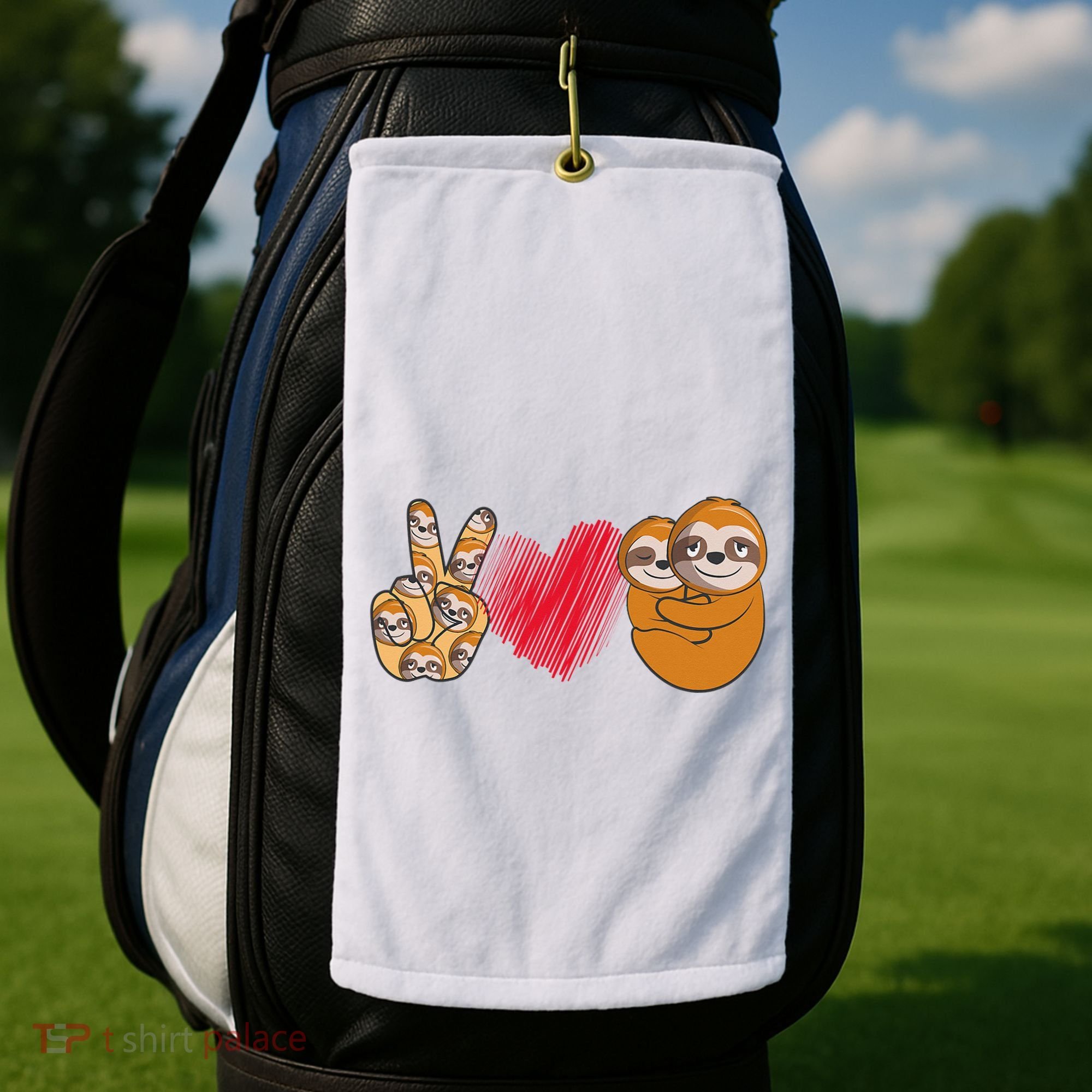 Peace Love Sloth funny Sloth Lover Golf Towel