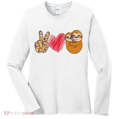 Peace Love Sloth funny Sloth Lover Women's Long Sleeve Shirt