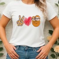 Peace Love Sloth funny Sloth Lover Women's T-Shirt thumb 2