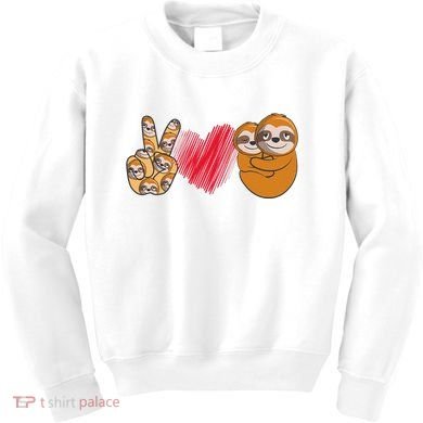 Peace Love Sloth funny Sloth Lover Kids Sweatshirt