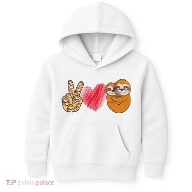 Peace Love Sloth funny Sloth Lover Kids Hoodie