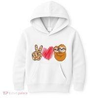 Peace Love Sloth funny Sloth Lover Kids Hoodie thumb 0