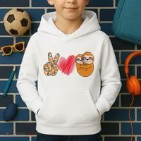 Peace Love Sloth funny Sloth Lover Kids Hoodie thumb 2