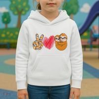 Peace Love Sloth funny Sloth Lover Kids Hoodie thumb 3