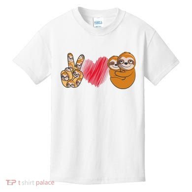 Peace Love Sloth funny Sloth Lover Kids T-Shirt