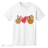 Peace Love Sloth funny Sloth Lover Kids T-Shirt thumb 0