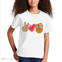 Peace Love Sloth funny Sloth Lover Kids T-Shirt thumb 2