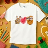 Peace Love Sloth funny Sloth Lover Kids T-Shirt thumb 3